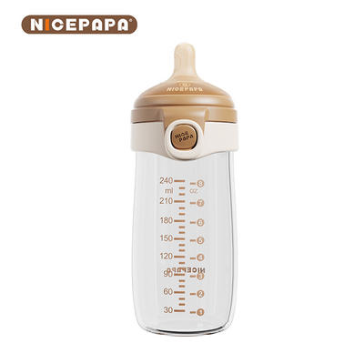 高品質のガラス フリップキャップボトル 噛み付かない 耐久性のある乳首 新生児に適しています
